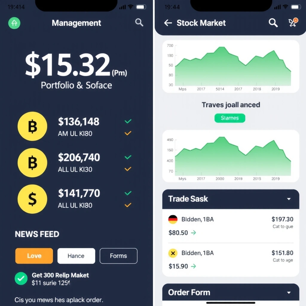 Stock Market Tycoon showing stock portfolio management and trading interface